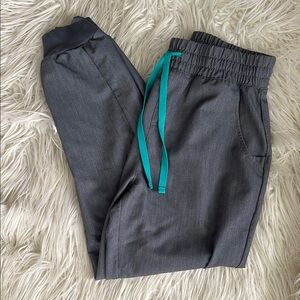 Figs Gray Jogger Pants with Teal Accents